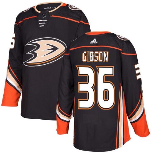 Men's Anaheim Ducks #36 John Gibson Black Stitched NHL Jersey